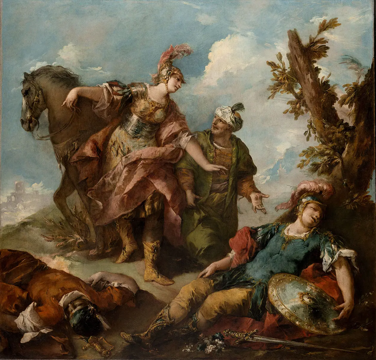 Gianantonio Guardi - Erminia e Vafrino scoprono Tancredi ferito