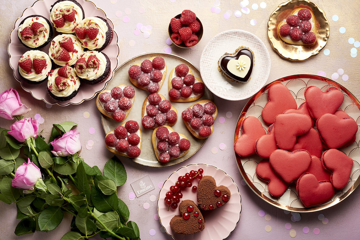 Valentines Day, Lounge refreshments. Copyright © Emirates Airlines / The Emirates Group.