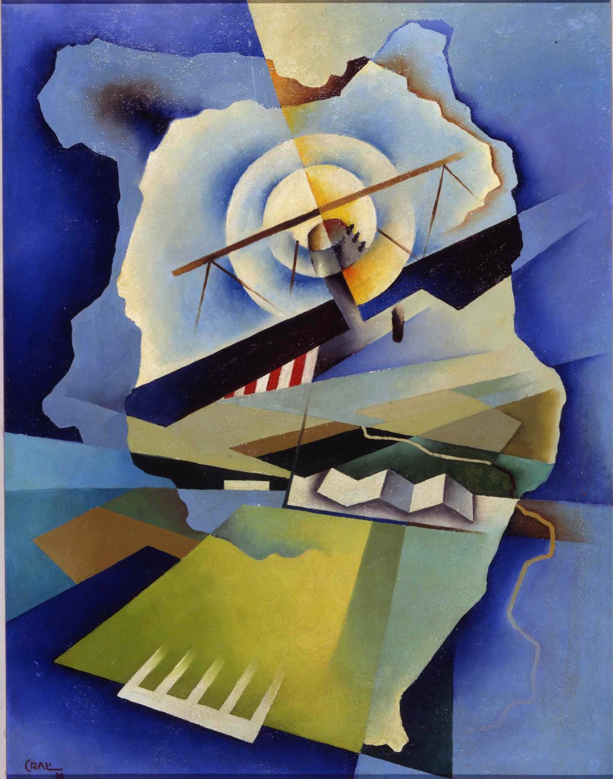 Tullio Crali, In decollo, olio su cartone, 1932, Rovereto (Tn), MART – Museo di arte contemporanea di Trento e Rovereto.