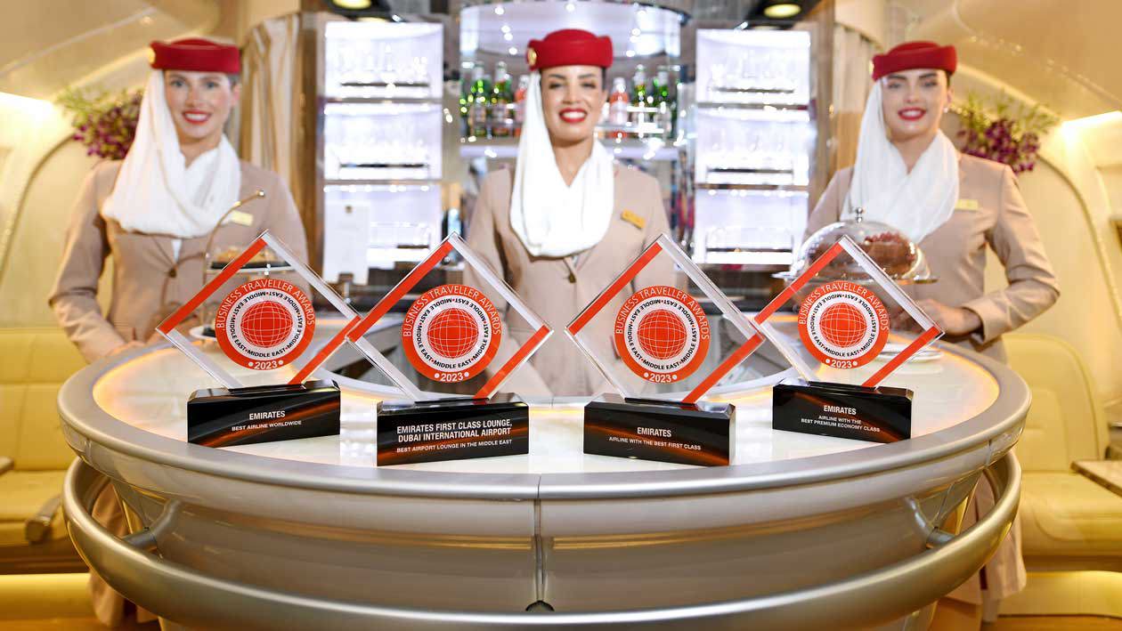 Emirates: Best Airline Worldwide, Business Traveller Awards 2023. Copyright © The Emirates Group.