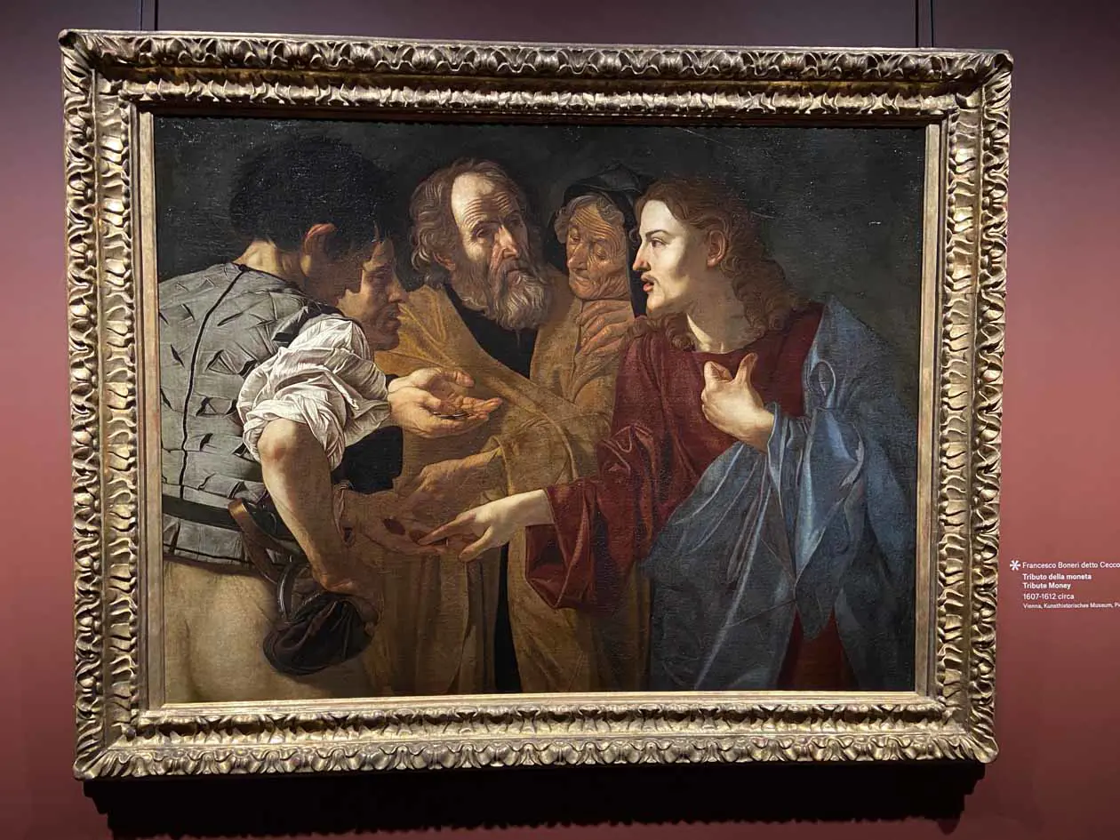 Francesco Boneri detto Cecco del Caravaggio, Tributo della moneta, 1607-1612 circa, olio su tela, Vienna, Kunsthistorisches Museum, Picture Gallery. Foto: Copyright © Avion Tourism Magazine.