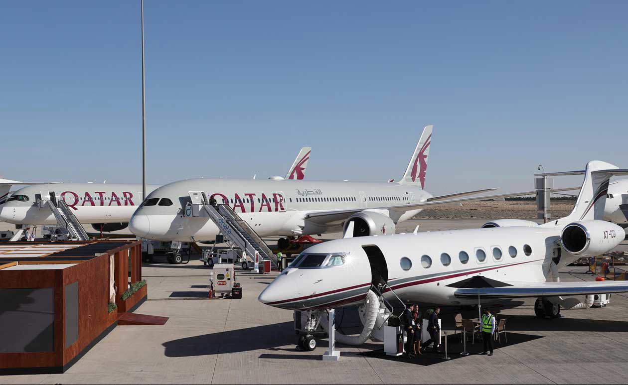 Qatar Airways presenta la sua flotta al Dubai Airshow 2023. Copyright © Qatar Airways Press