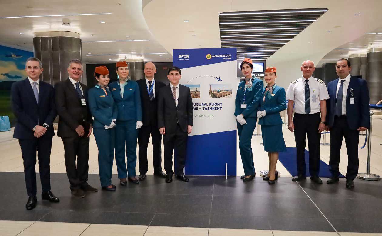 Inaugurazione Uzbekistan Airways aeroporto Leonardo da Vinci. Copyright © Ufficio Stampa ADR e Uzbekistan Airways