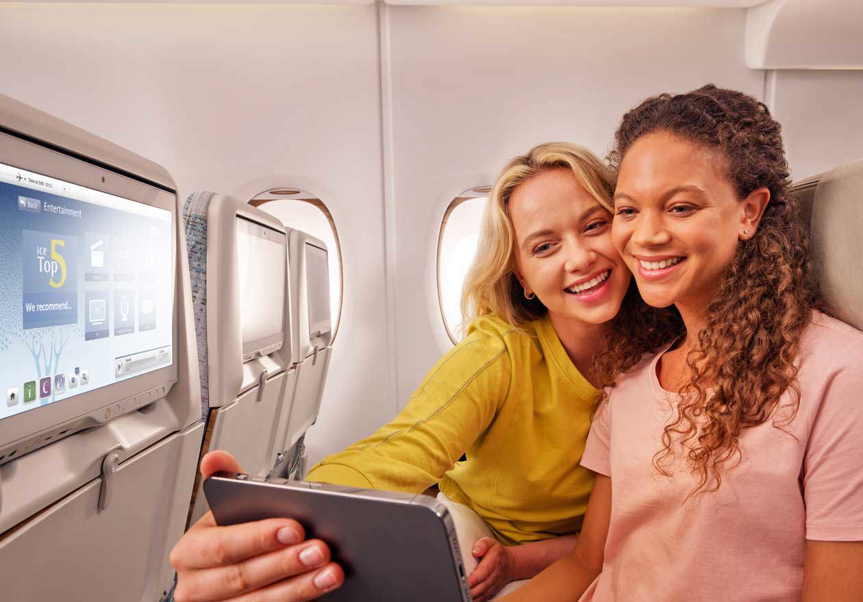 Inflight Wi-Fi for Emirates Skywards members in Economy Class. © Emirates Airlines / The Emirates Group. 