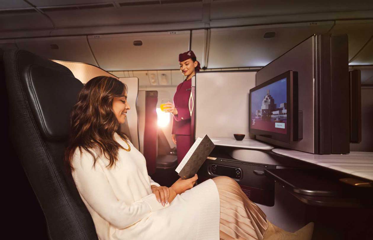 Business Class Qatar Airways. Copyright © Qatar Airways