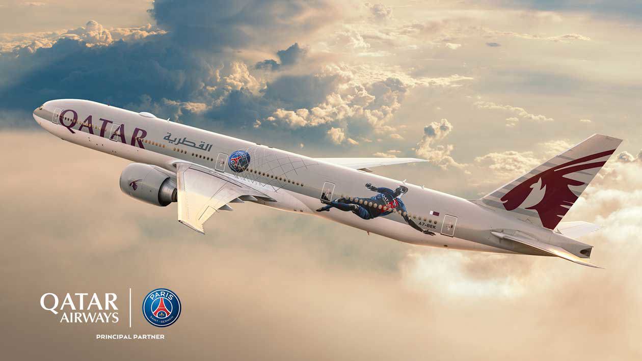 Qatar Airways: livrea brandizzata Paris Saint-Germain. Copyright © Ufficio Stampa Qatar Airways