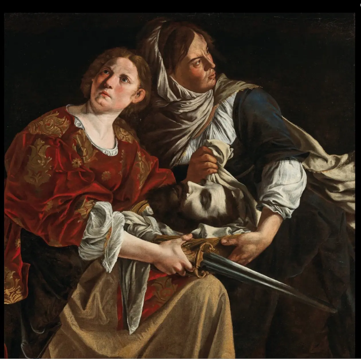 Artemisia Gentileschi, Giuditta e l’ancella con la testa di Oloferne 1640-1645, Olio su tela, 115x116,5 cm. Terni, Fondazione Cassa di Risparmio di Terni e Narni, Collezione d’Arte. Foto: Copyright ©&nbsp;Ufficio Stampa Arthemisia