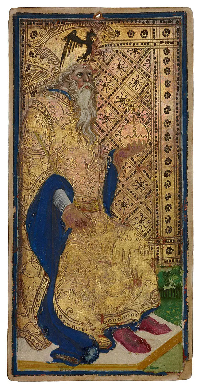 Bonifacio Bembo, Tarocchi, L'Imperatore 1455-1480 (cartone, 176x87 mm). Foto: Copyright © Accademia Carrara Bergamo.