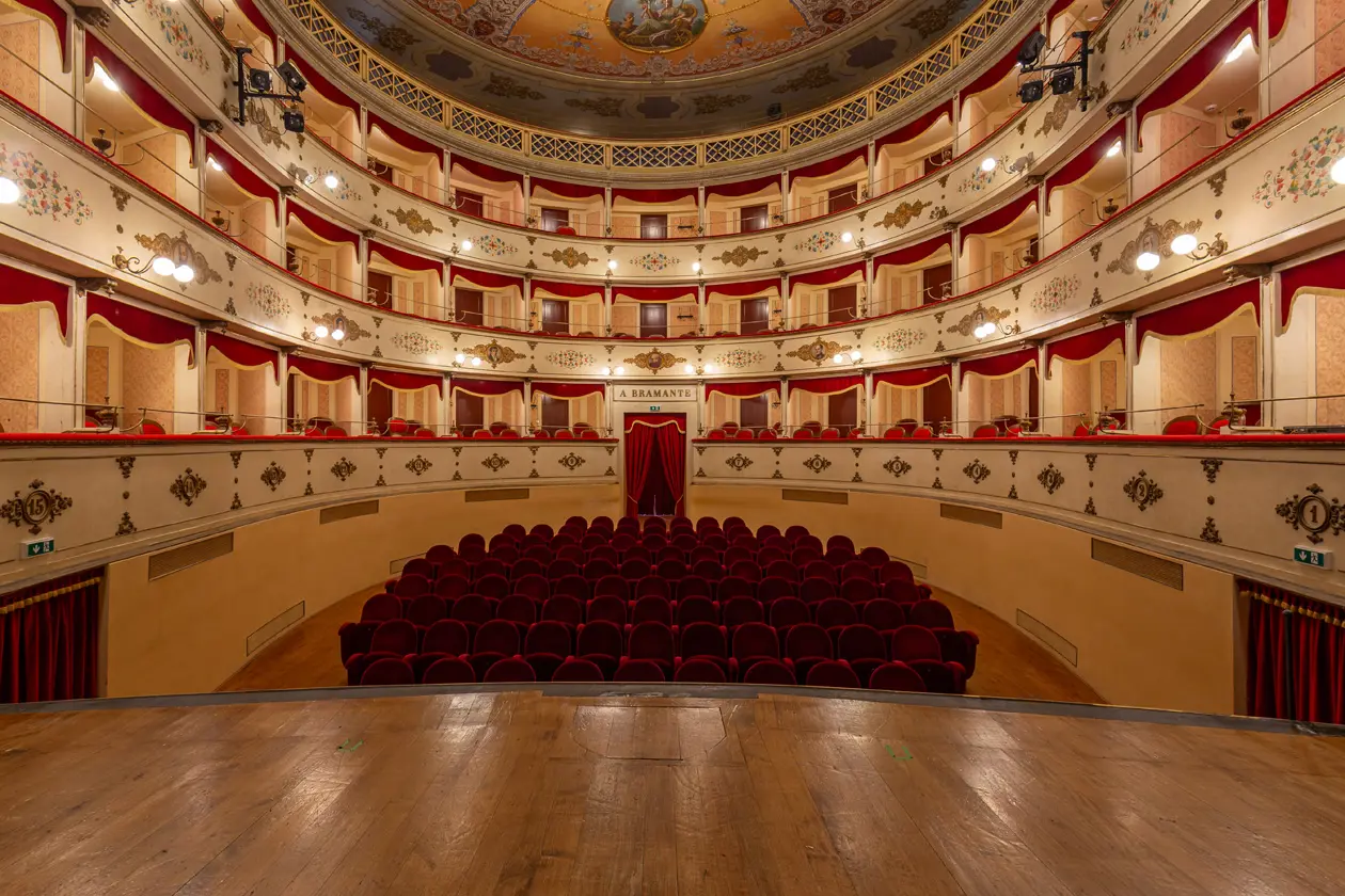Teatro Bramante, Urbania, auditorium viewed from the stage ©&nbsp;Fondazione Marche Cultura Author: Giuseppe Nardi