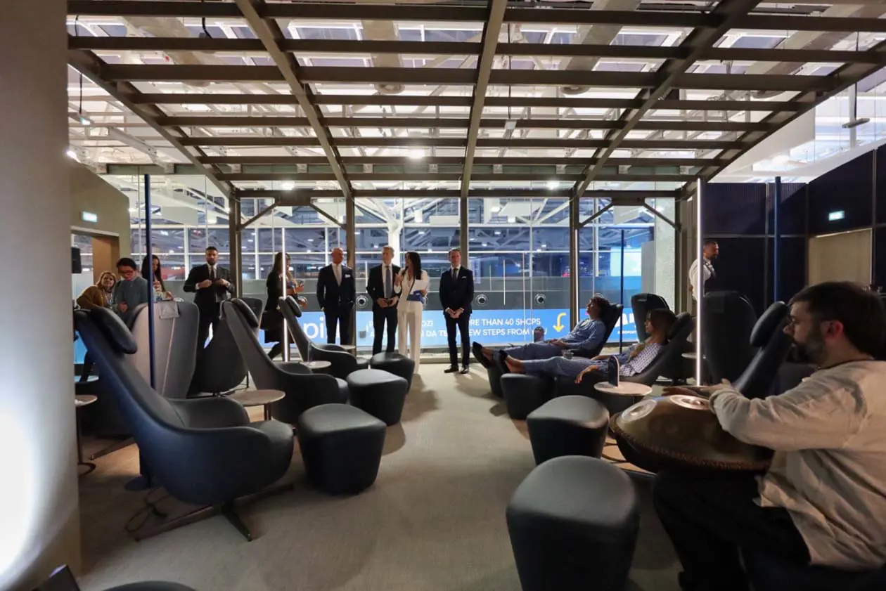 Hangar Lounge di ITA Airways al Terminal 1 dell’area imbarchi A dell’aeroporto di Roma Fiumicino Foto: Copyright © Ita Airways