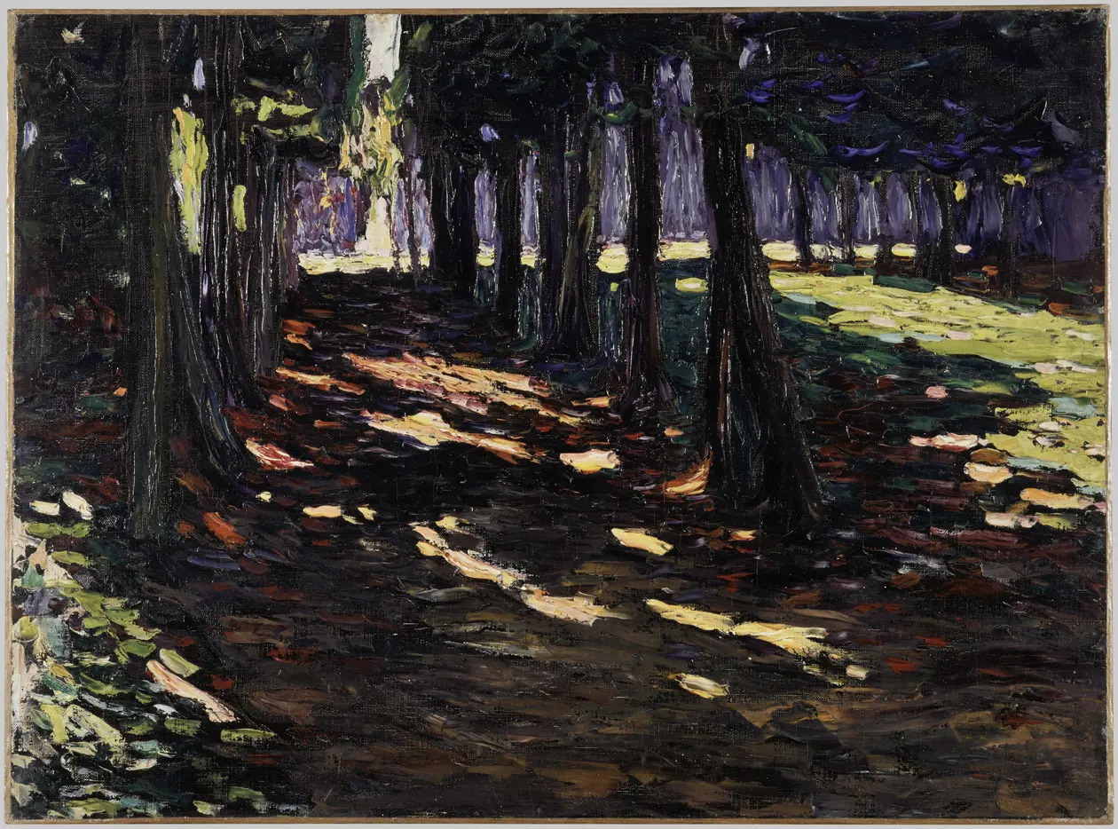 Vassily Kandinsky Park von Saint-Cloud, dunkle Allee (Le Parc de Saint-Cloud, allée ombragée) 1906Huile sur toile, 48x65 cm Legs de Nina Kandinsky, 1981 Collection Centre Pompidou. Domaine public. Photo © Centre Pompidou, MNAM-CCI/Hélène Mauri/Dist. GrandPalaisRmn
