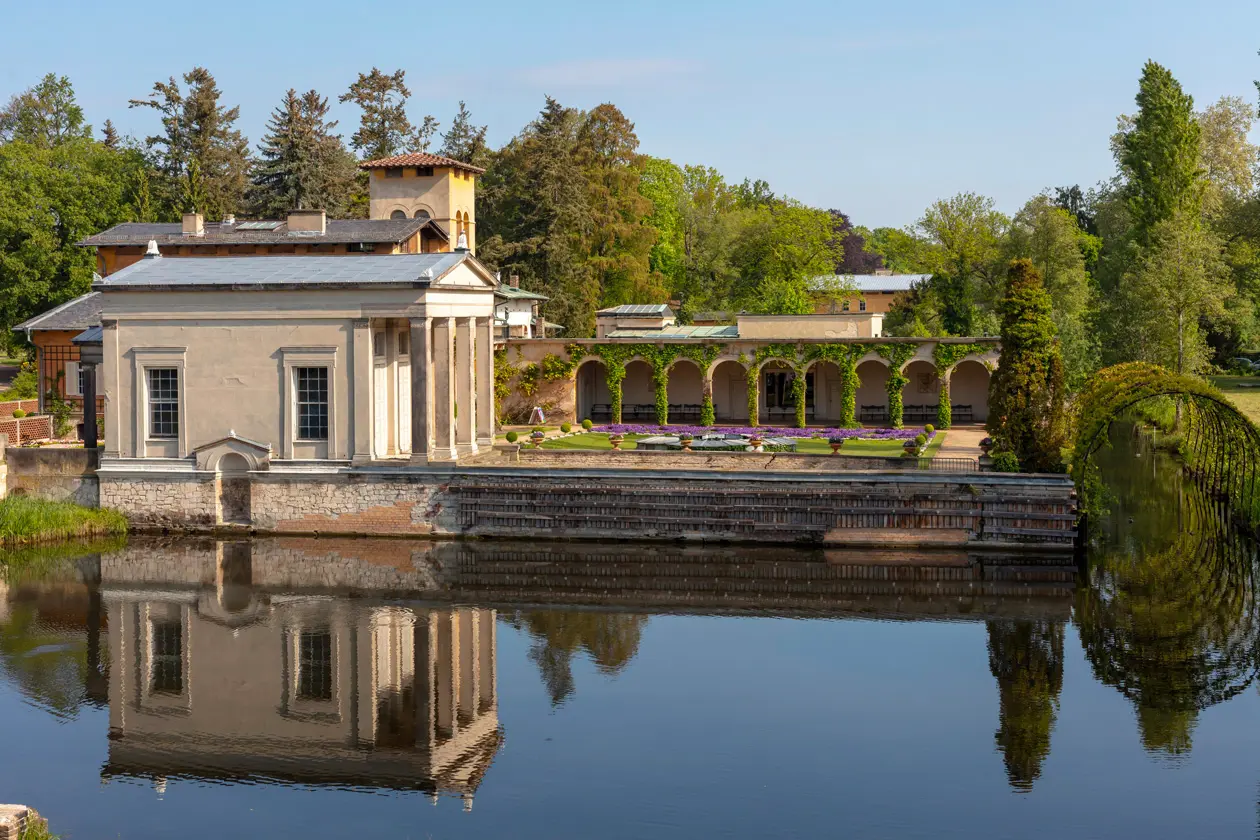 Potsdam, Park Sanssouci, Roman Baths, View of the Pavilion and the Arcade Hall, Copyright: © PMSG_SPSG Photo: Andre Stibietz