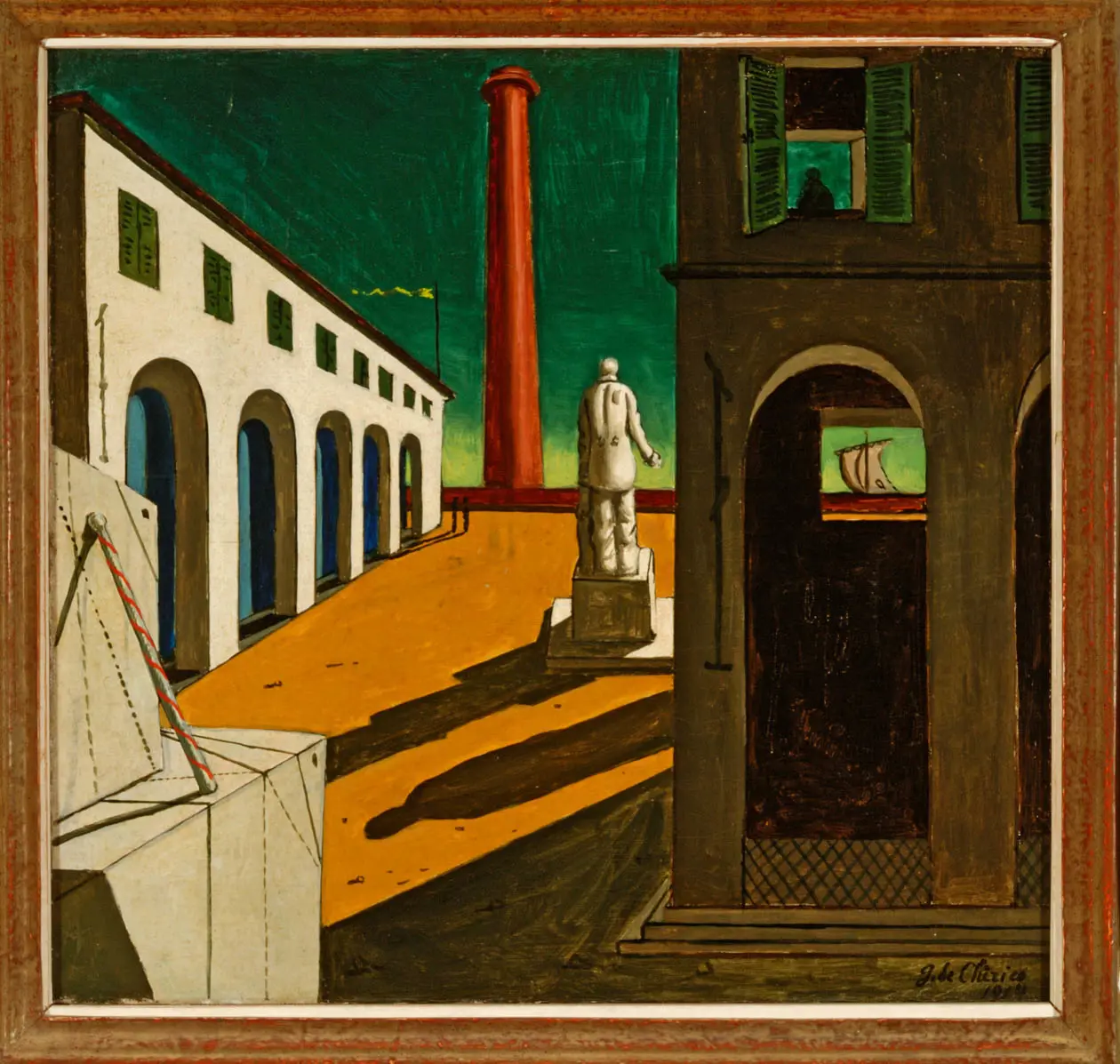 Giorgio de Chirico, Enigma della partenza, 1914 olio su tela, cm 38,5 x 41 Fondazione Magnani-Rocca, Mamiano di Traversetolo (Parma) © Giorgio de Chirico, by SIAE 2026
