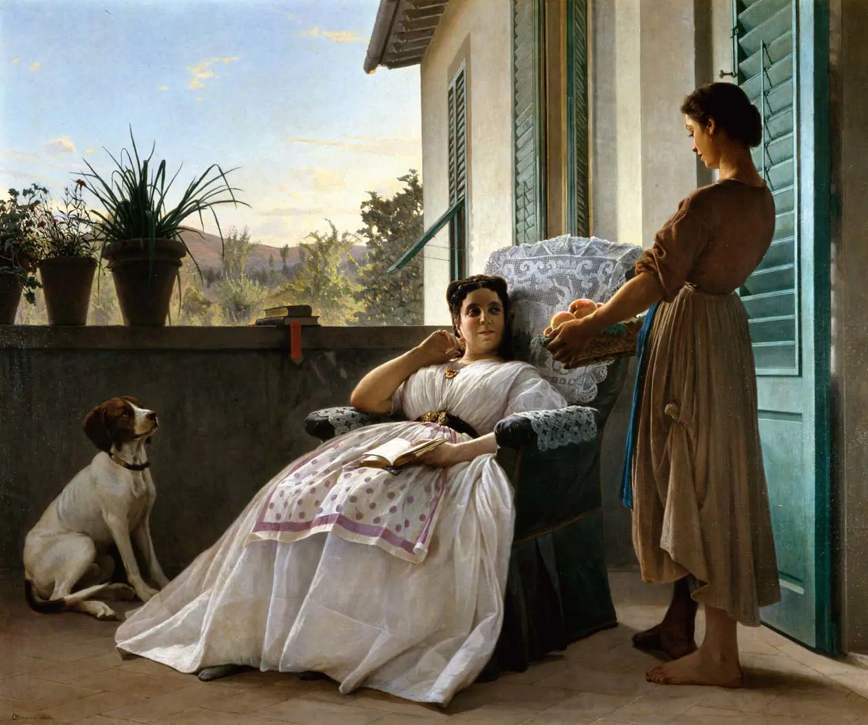 Odoardo Borrani, Le primizie, 1868. Olio su tela, 110 x 130 cm Firenze, collezione privata.