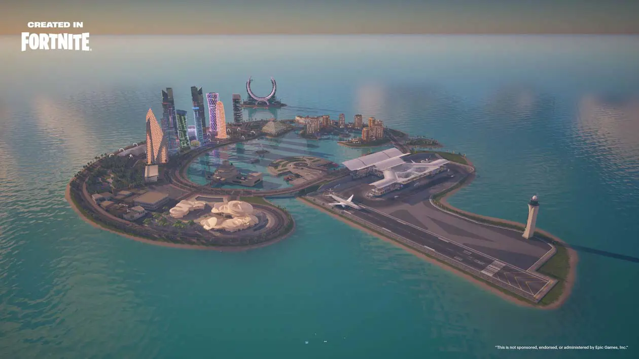 QVerse Island, Doha in Fortnite Copyright © Qatar Airways Press