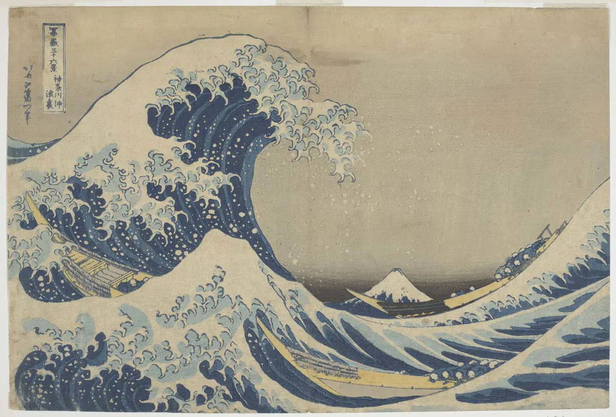 Katsushika Hokusai (1760-1849) La Grande Onda di Kanagawa, fine 1831 - Serie: “Trentasei vedute del MonteFuji” Stampa xilografica a colori su carta, 25x37,3 cm  - Copyright ©  Nazionale di Cracovia