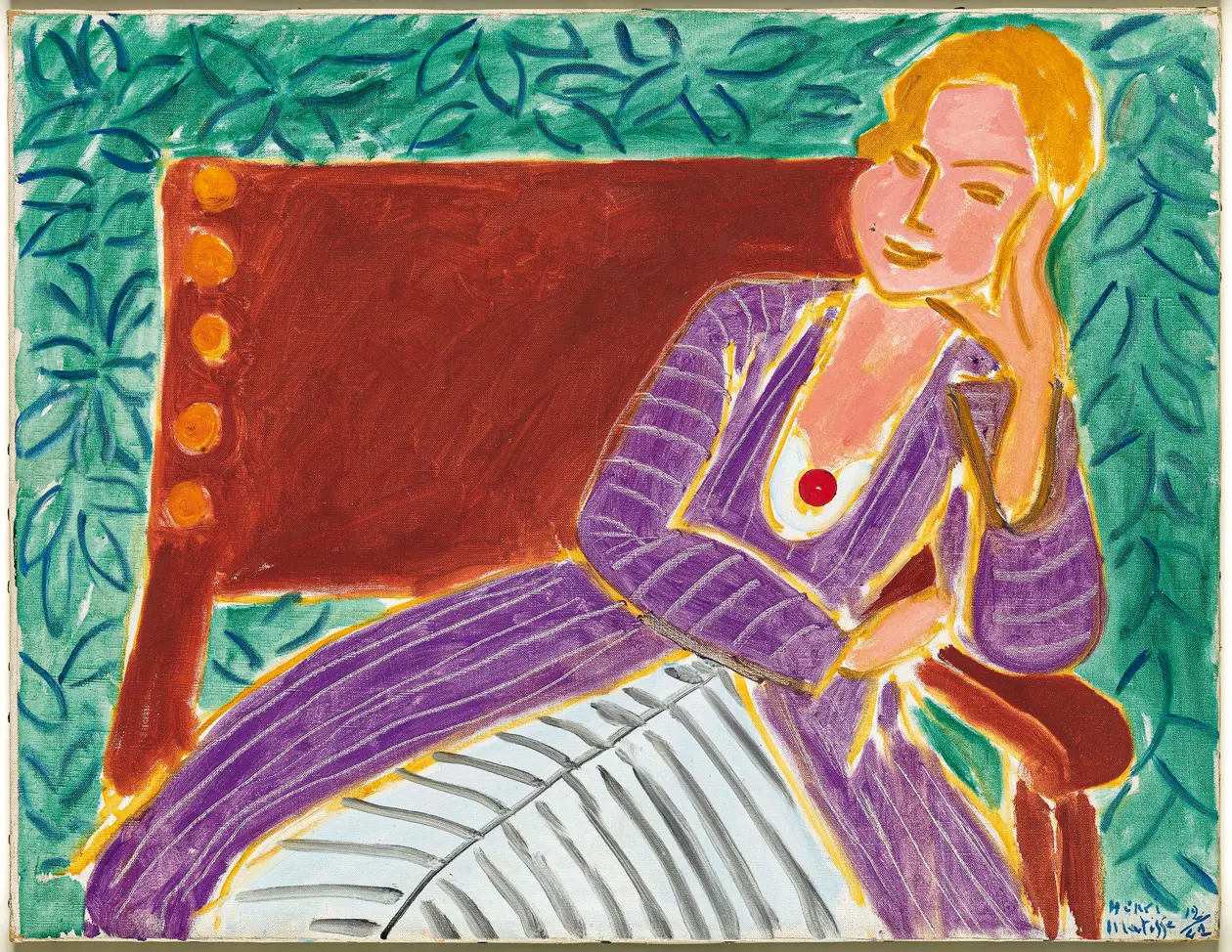 Henri Matisse Jeune fille assise, robe persane 1942. Olio su tela, 43 x 56 cm Musée national Picasso, Parigi Copyright ©  foto: RMN-Grand Palais / Mathieu Rabeau / Dist. Foto SCALA, Firenze