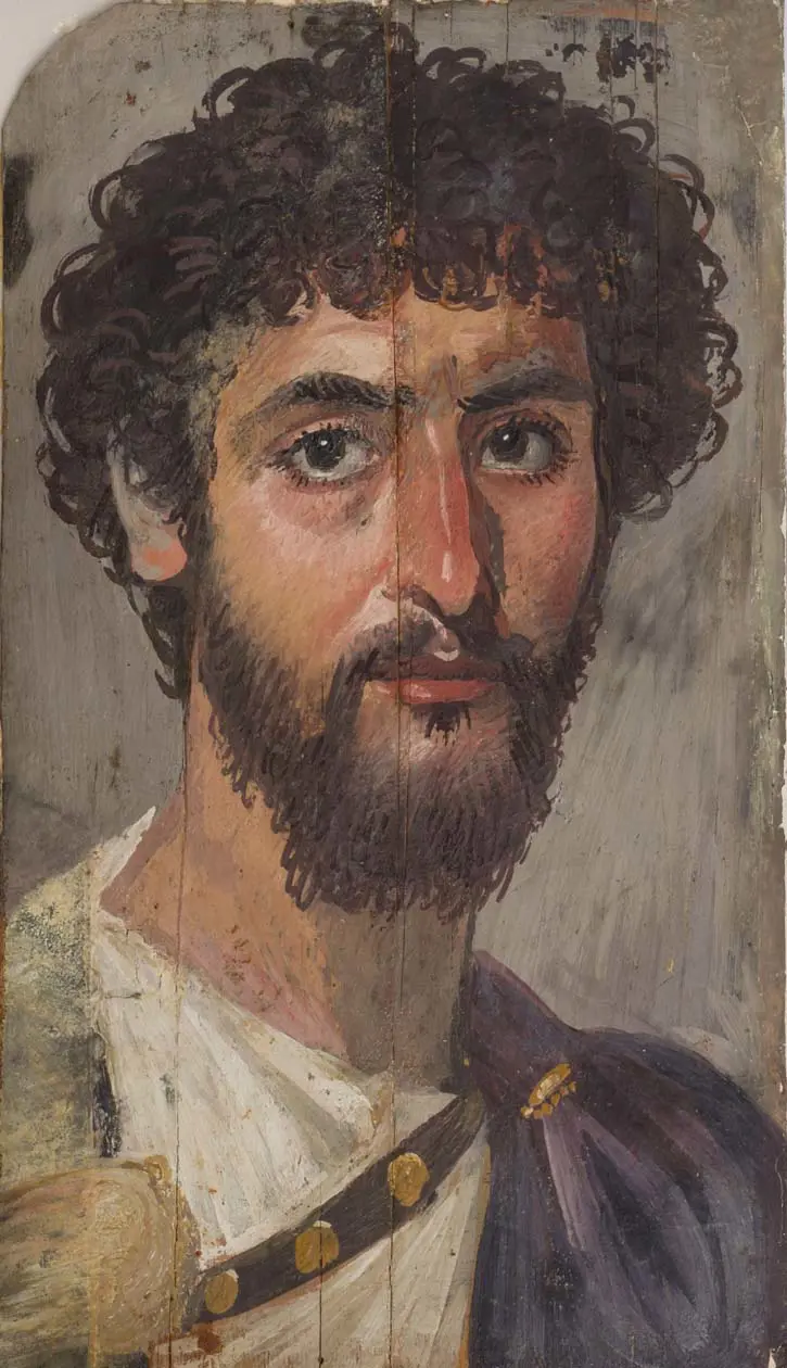 Ritratto funerario di un uomo barbuto Metà del II secolo d.C. Pittura a encausto su legno Eton College, Collezione Myers Foto: Copyright © Ufficio Stampa Civita Mostre e Musei / Zètema Progetto Cultura