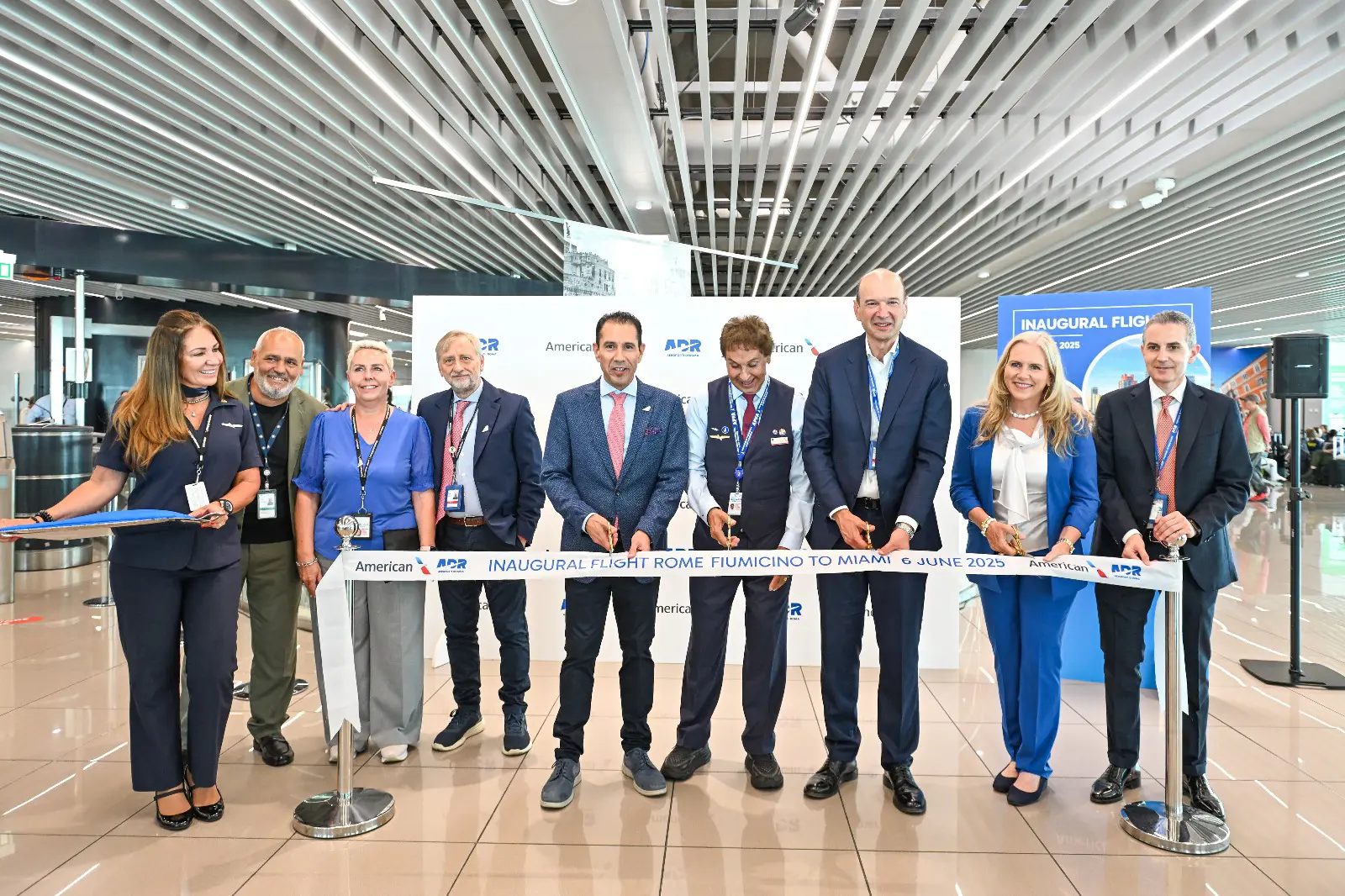 American Airlines e Aeroporti di Roma: inaugurazione nuovo volo diretto tra Roma Fiumicino e Miami Foto visual: Ufficio Stampa American Airlines e ADR