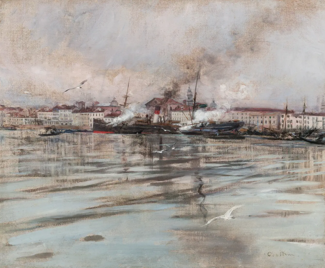 Boldini Giovanni, Il porto di Venezia, 1895 ca, olio su tela, Copyright © collezione privata, courtesy Galleria Bottegantica, Milano | Photo credit: Stefano Martelli - Studio Blow Up Image Factory, Bologna