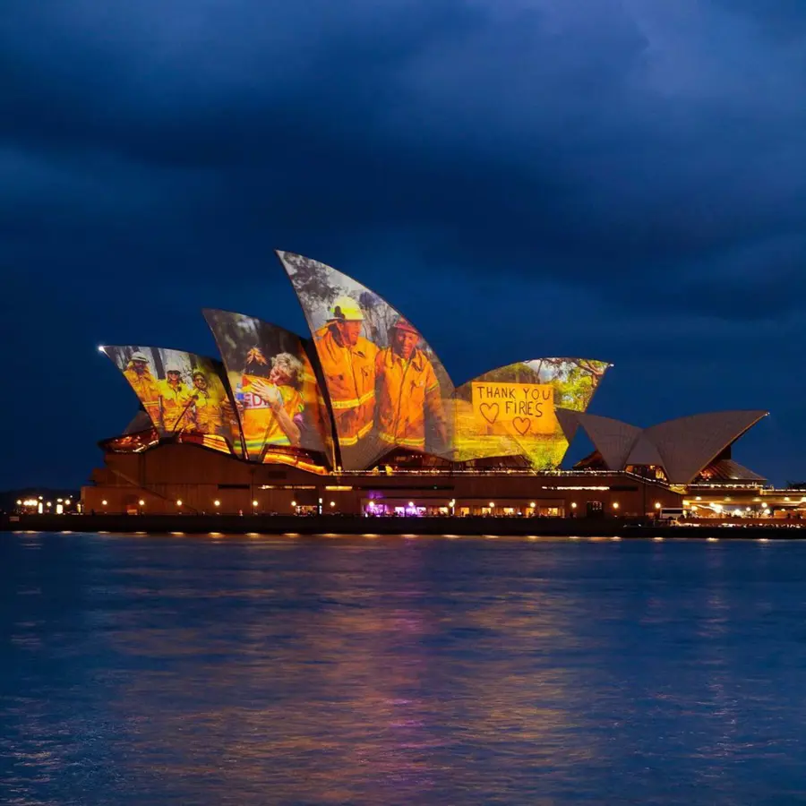 Thank You Firefighters - Sydney Opera House, New South Wales  Credit: @sydneyoperahouse