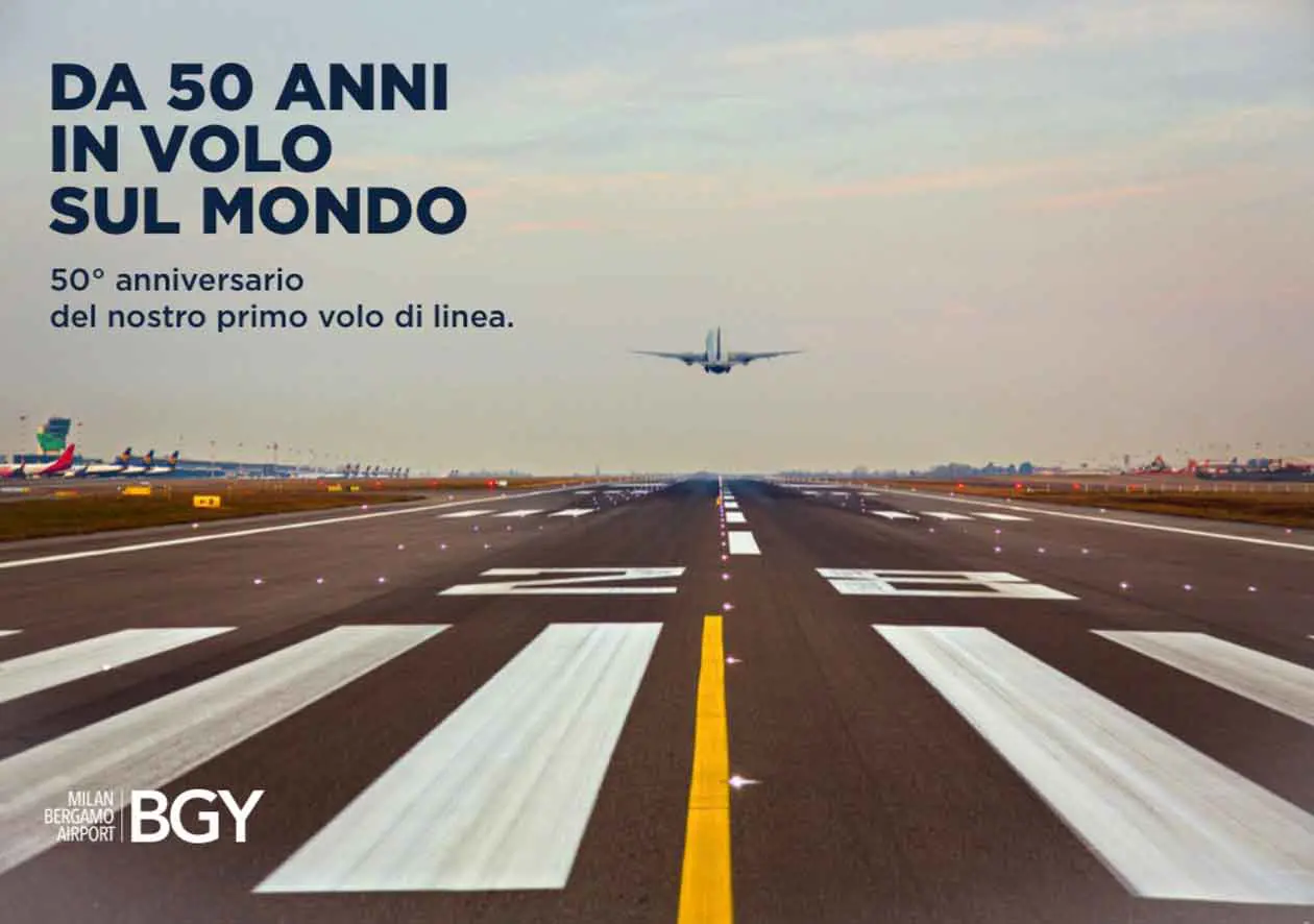 Cartolina celebrativa 50° primo- volo da BGY Airport