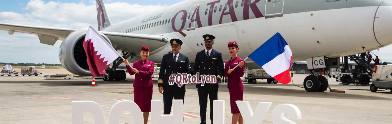 Qatar Airways vola per la prima volta a Lione da Doha