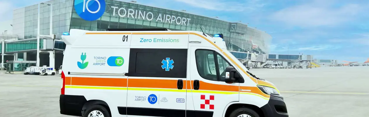 Ambulanza elettrica all’aeroporto di Torino