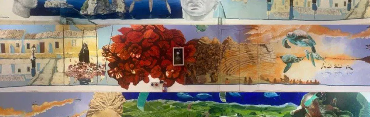 Il murales di Igor Scalisi Palminteri all’aeroporto di Trapani