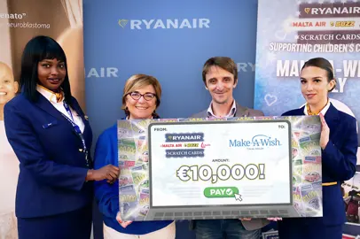 Make-A-Wish Italia riceve la donazione di Ryanair