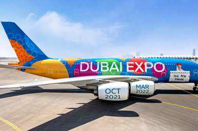 Emirates: un A380 con una livrea speciale in volo su Expo
