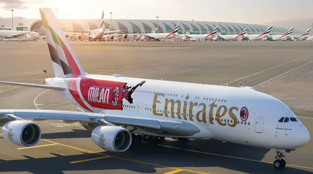Emirates celebra i 125 anni dell’AC Milan con una livrea speciale sull’A380