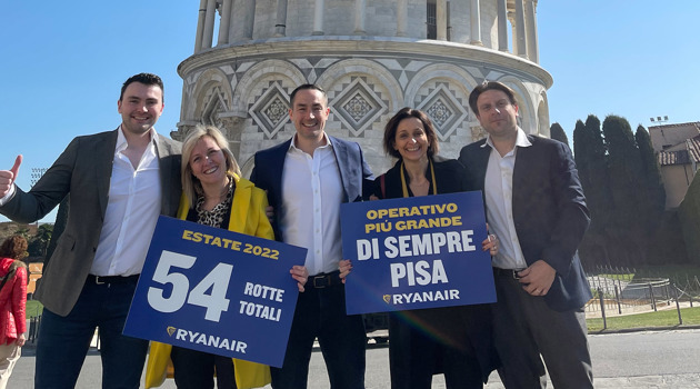 Ryanair lancia i voli da Pisa per l'estate 2022